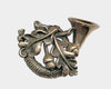 Pin / Hutanstecker Jagdhorn mit Eichenlaub aus Bronze (M-c7)