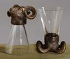 Schnapsglas mit Mufflonkopf aus Bronze Geschenk für Jäger