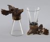 Schnapsglas mit Damhirschkopf aus Bronze Geschenk für Jäger